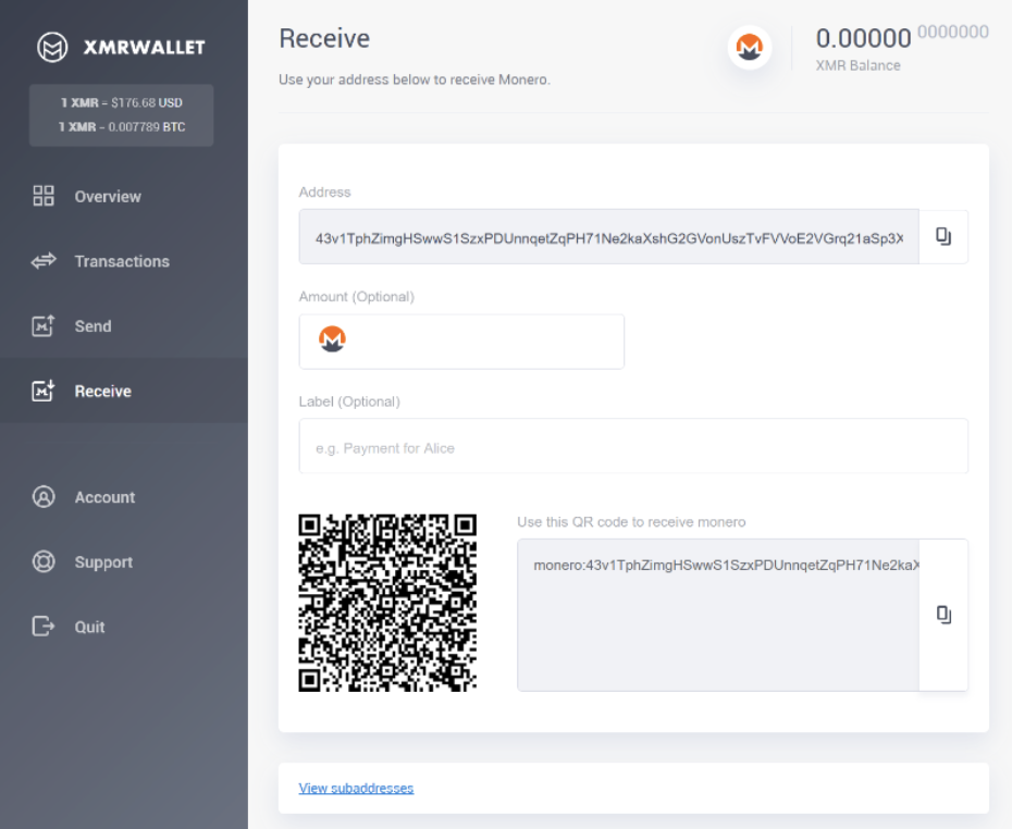 navigating xmrwallet.cc - receive monero